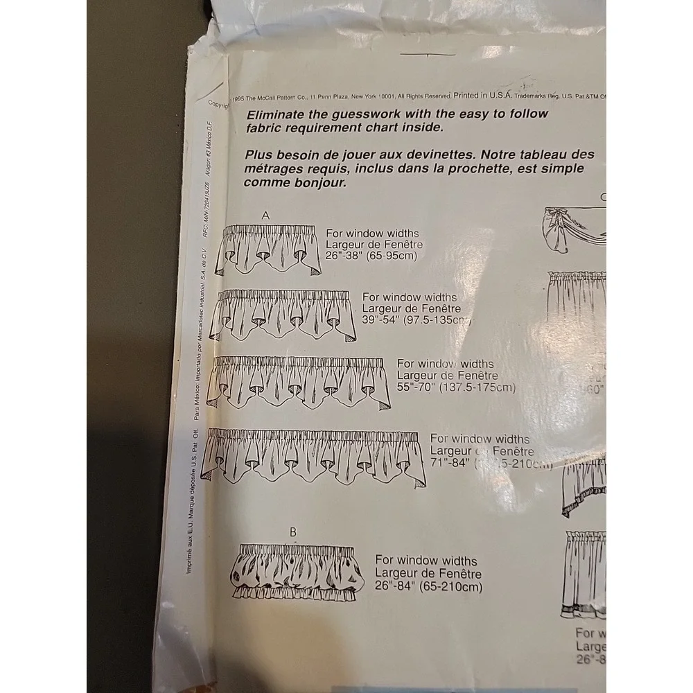 McCall's 770 HOME DECOR Uncut CAFE CURTAINS Bell & Balloon Toppers Valances